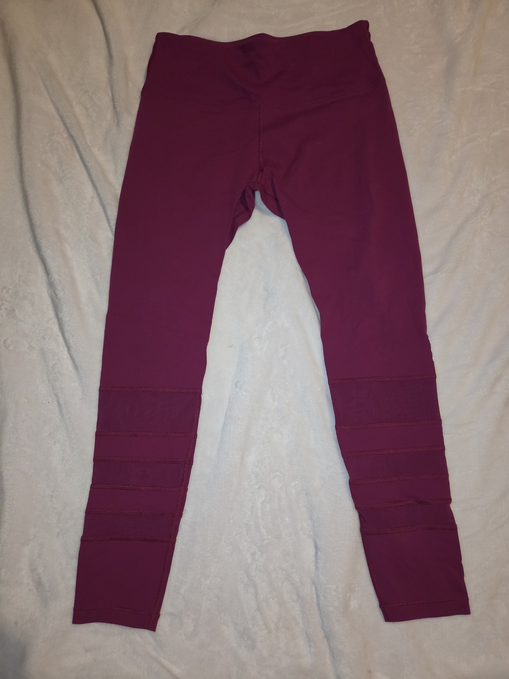 Lorna Jane Wine Ribbed-Panel Leggings